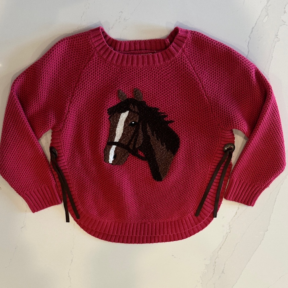 Pink Girls’ Sweater with Horse - Size 10